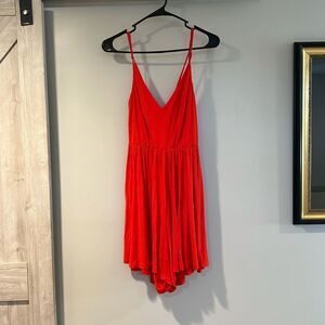 Orange open back romper